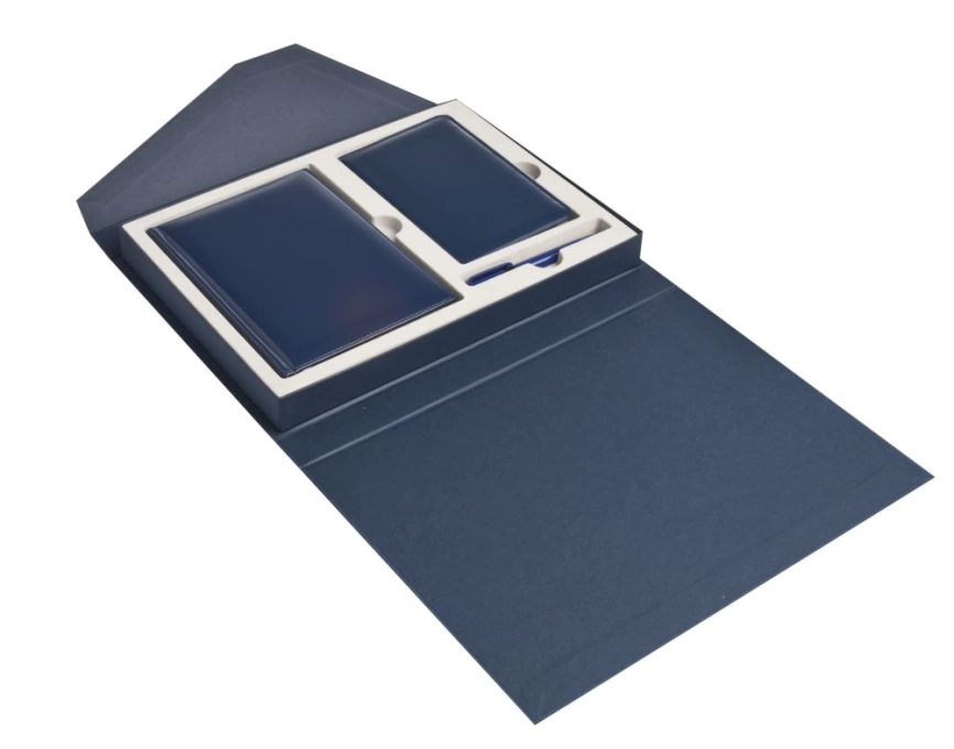 Коробка Trio под ежедневник, визитницу и ручку, синяя фото 3
