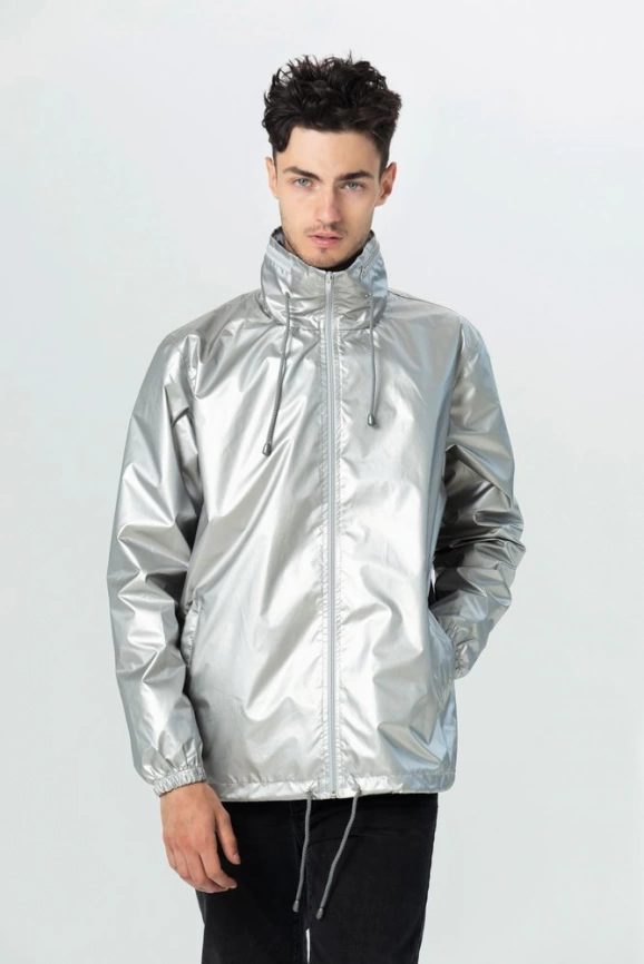 Ветровка Unit Flash, серебристая, размер XXL фото 6