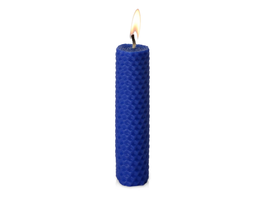 Свеча из вощины 3 х 12,5 см с деревянным ярлыком, синий фото 1