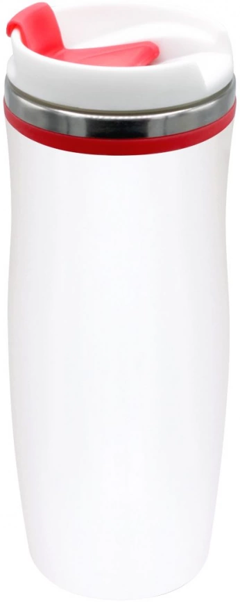 Термокружка Latte 420 мл, белая с красным фото 1