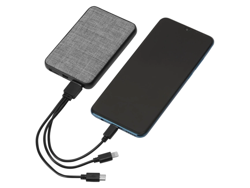 Портативное зарядное устройство из rPET Reborn, 5000 mAh, серый фото 2