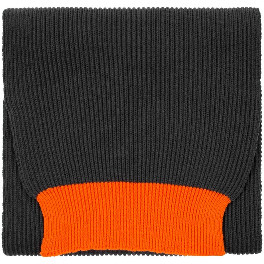Шарф Snappy, темно-серый с оранжевым фото 1