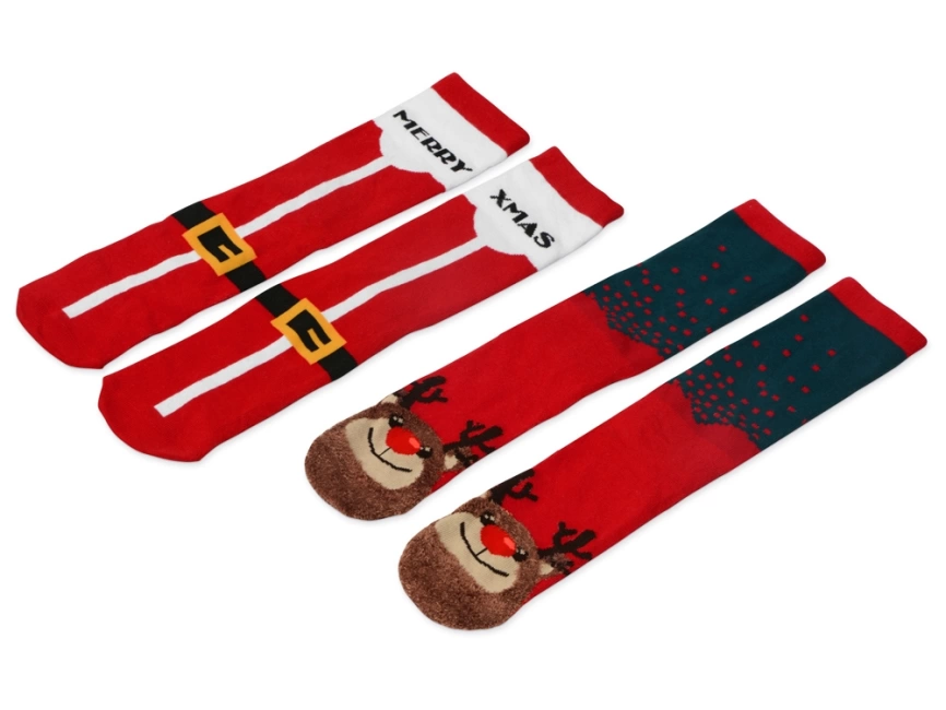 Набор носков с рождественской символикой в мешке женские, 2 пары, красный фото 1