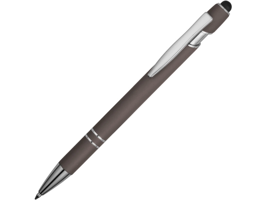 Ручка металлическая soft-touch шариковая со стилусом Sway, серый/серебристый фото 1