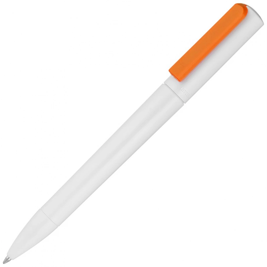 Ручка шариковая Split White Neon, белая с оранжевым фото 1