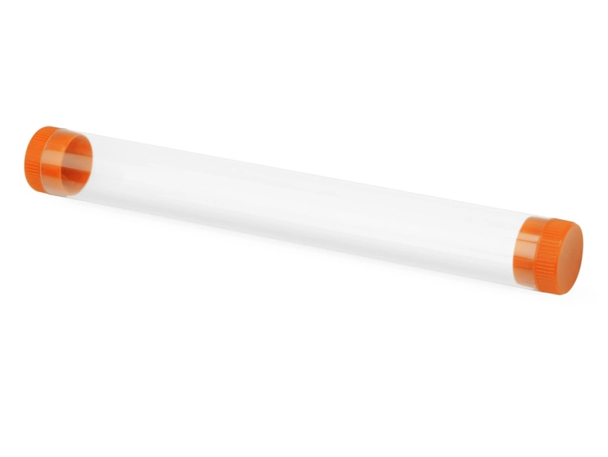 Футляр-туба пластиковый для ручки Tube 2.0, прозрачный/оранжевый фото 1