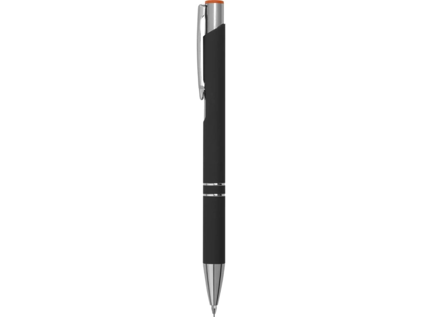 Ручка металлическая шариковая Legend Mirror Gum софт-тач с цветным слоем, черный / оранжевый фото 5