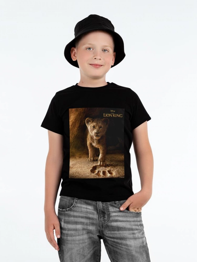 Футболка детская Lion King Footprint, черная, на рост 130-140 см (10 лет) фото 1