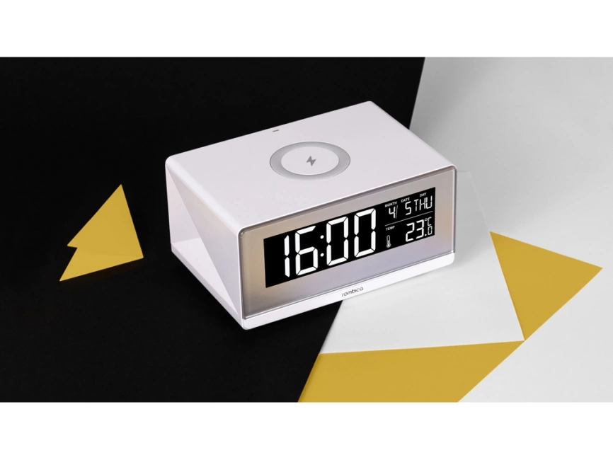 Часы с беспроводным зарядным устройством Rombica Timebox 2, белый фото 8