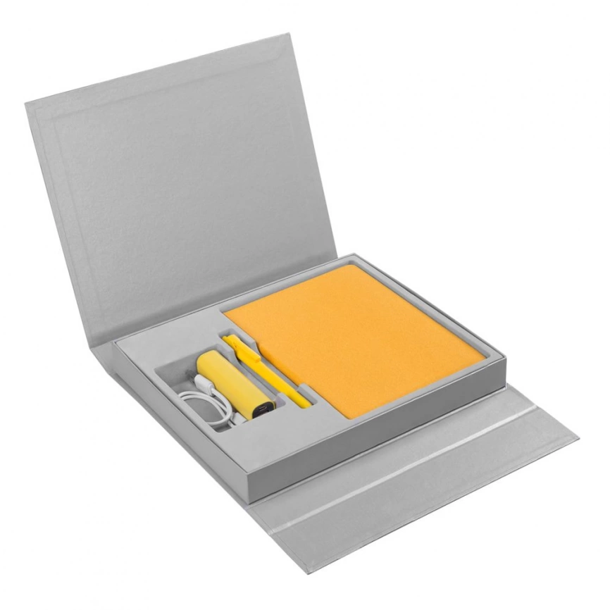 Коробка Status под ежедневник, аккумулятор и ручку, серебристая фото 6