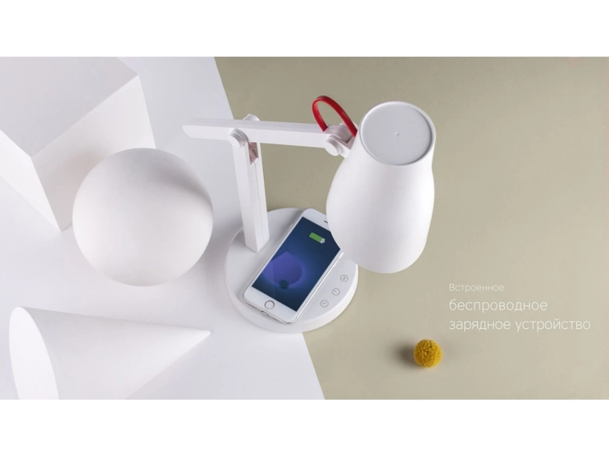 Настольная лампа c беспроводной зарядкой LED L1, 250Лм, 4.5 Вт, Qi, диммер, таймер, бел фото 7