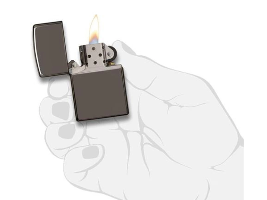 Зажигалка ZIPPO Classic с покрытием Black Ice®, латунь/сталь, чёрная, глянцевая, 38x13x57 мм фото 5