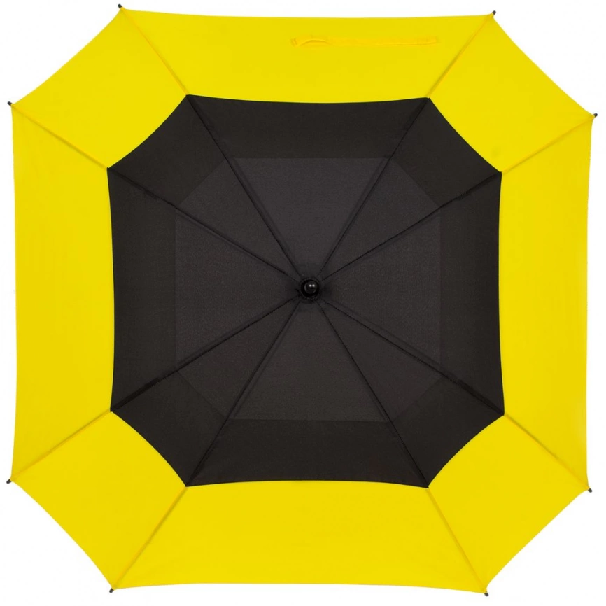 Квадратный зонт-трость Octagon, черный с желтым фото 1