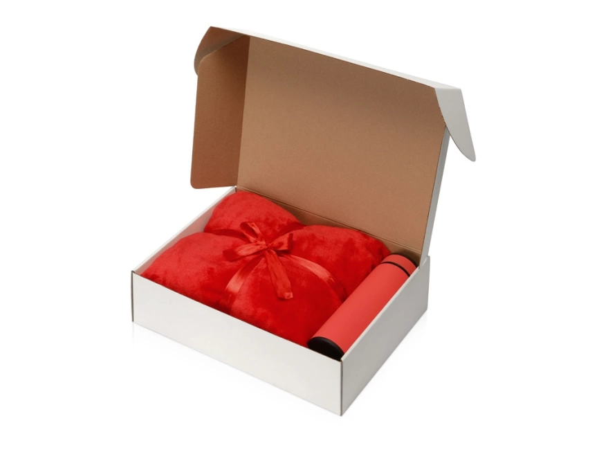 Подарочный набор с пледом, термосом Cozy hygge, красный фото 2