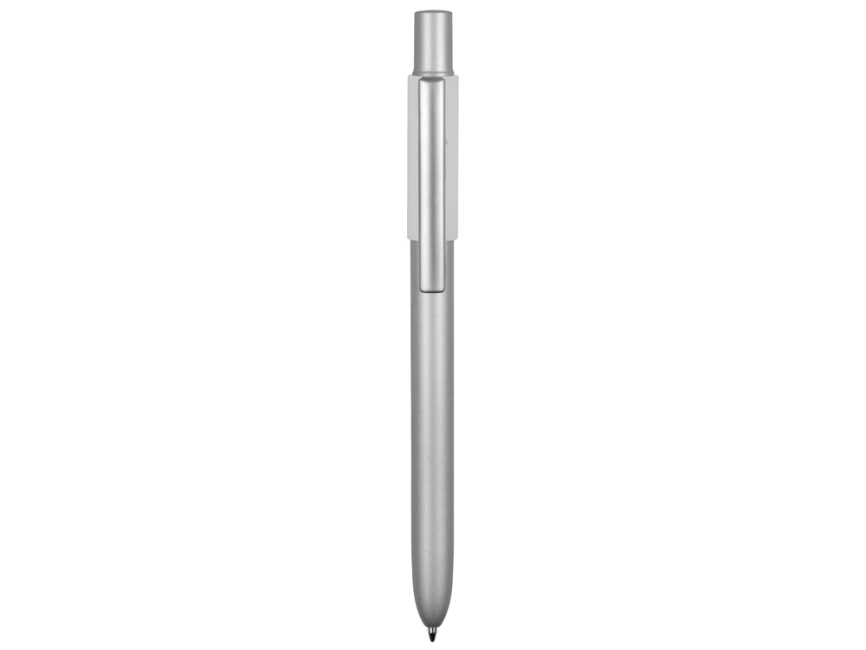 Ручка металлическая шариковая Bobble с силиконовой вставкой, серый/белый фото 2