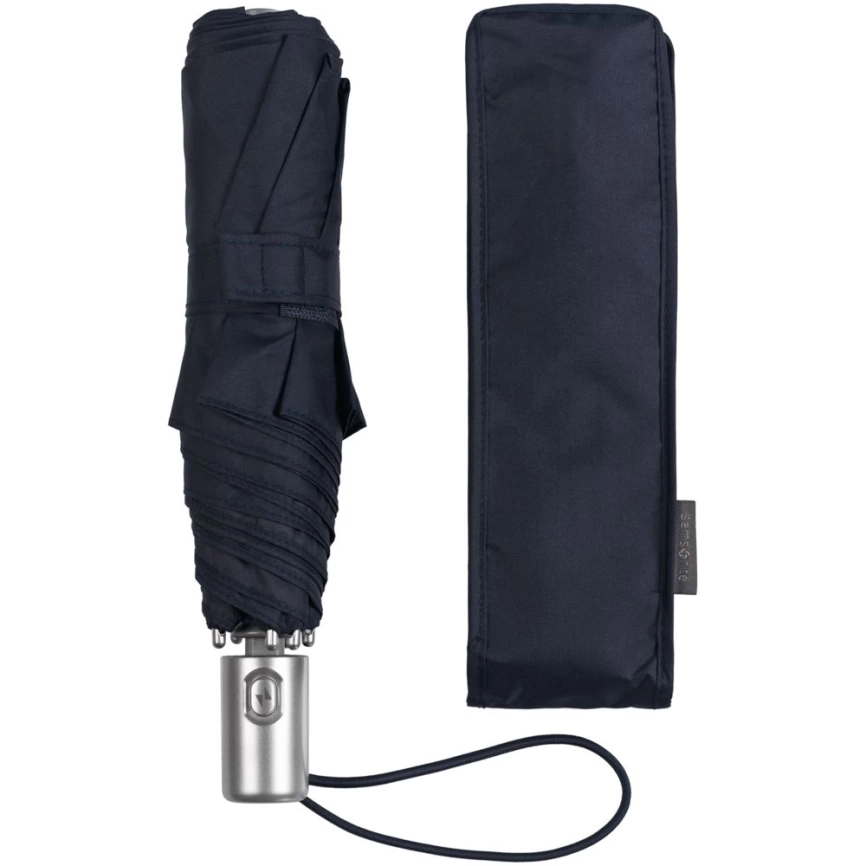 Складной зонт Alu Drop S, 3 сложения, 7 спиц, автомат, синий фото 4