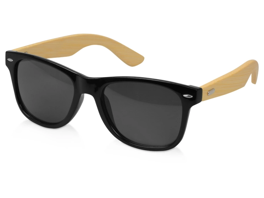 Солнцезащитные очки с бамбуковыми дужками в сером футляре фото 2