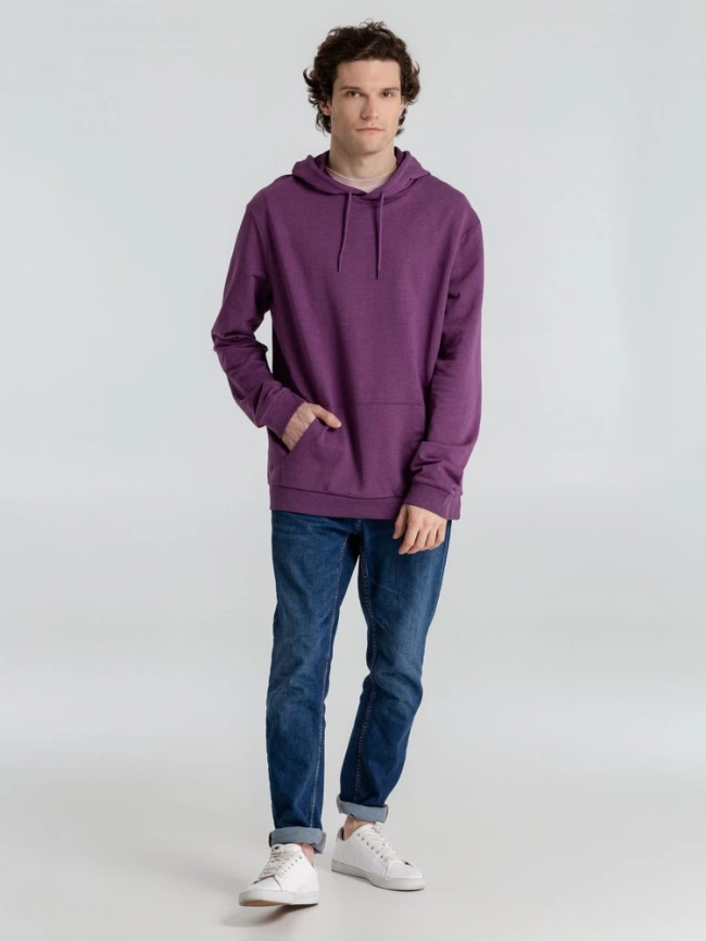 Толстовка с капюшоном унисекс Hoodie, фиолетовый меланж, размер S фото 18