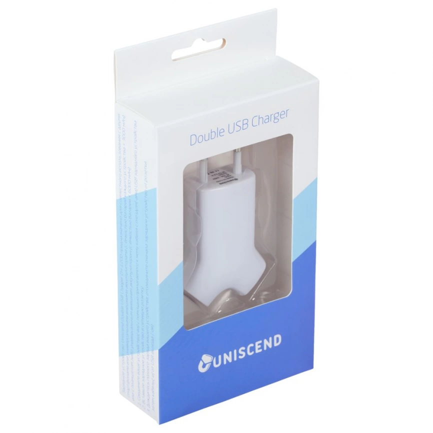 Сетевое зарядное устройство Uniscend Double USB, белое фото 4