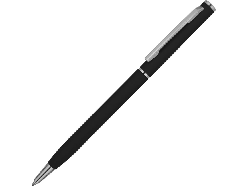 Ручка металлическая шариковая Атриум с покрытием софт-тач, черный фото 1