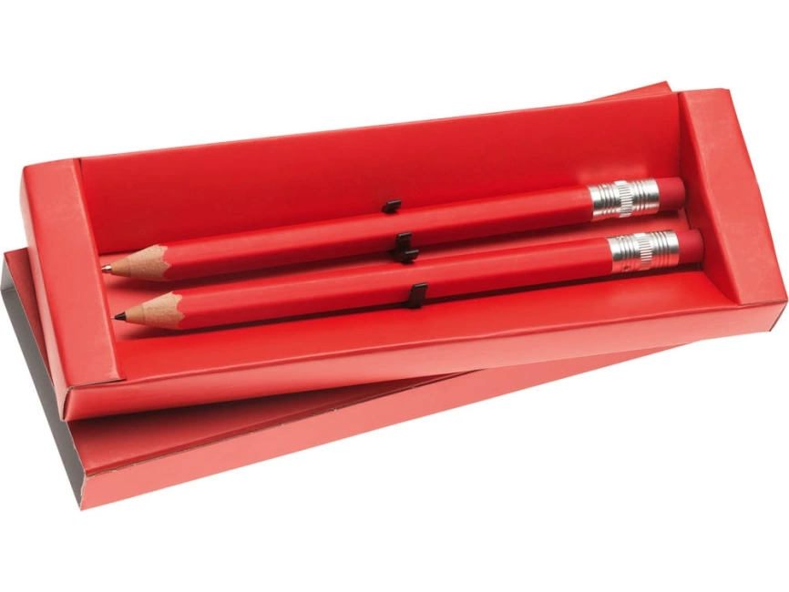 Набор Даллас: ручка шариковая, карандаш с ластиком в футляре, красный фото 2