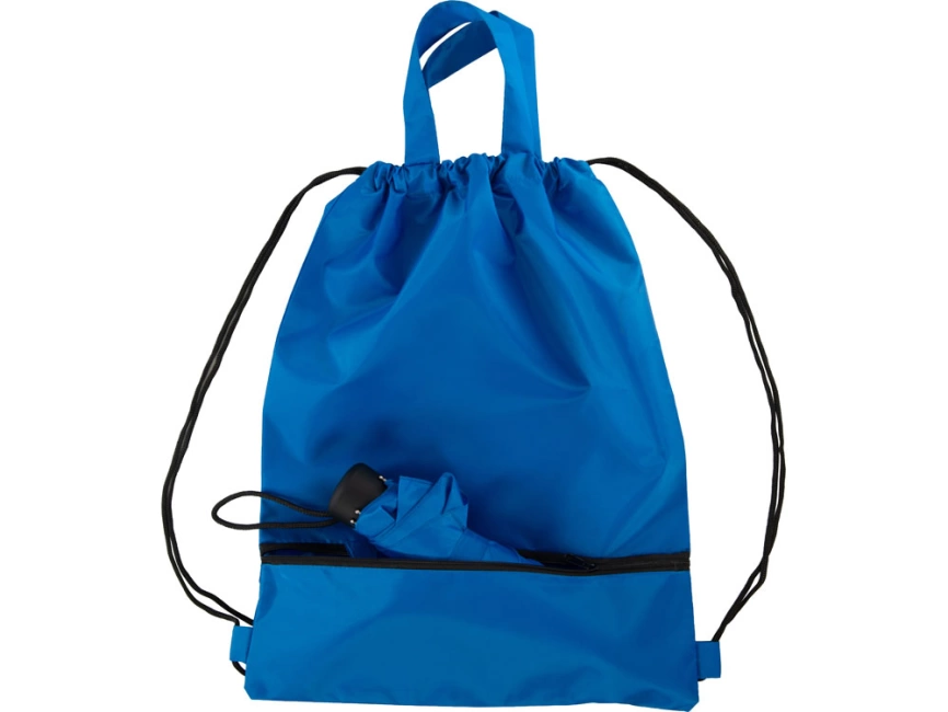 Зонт Picau из переработанного пластика в сумочке, синий фото 10