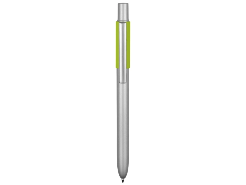 Ручка металлическая шариковая Bobble с силиконовой вставкой, серый/зеленое яблоко фото 2