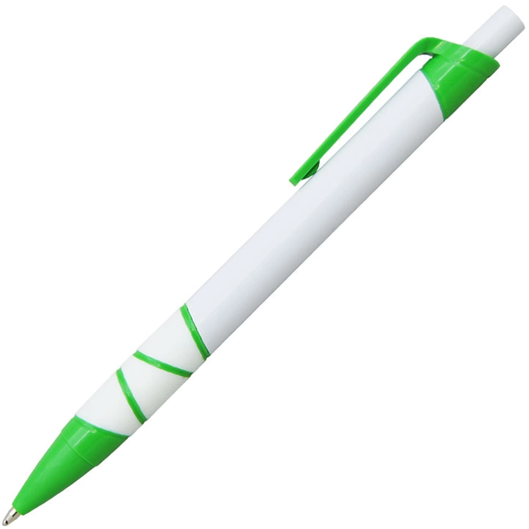 Ручка шариковая, пластик, белый/зеленый фото 1