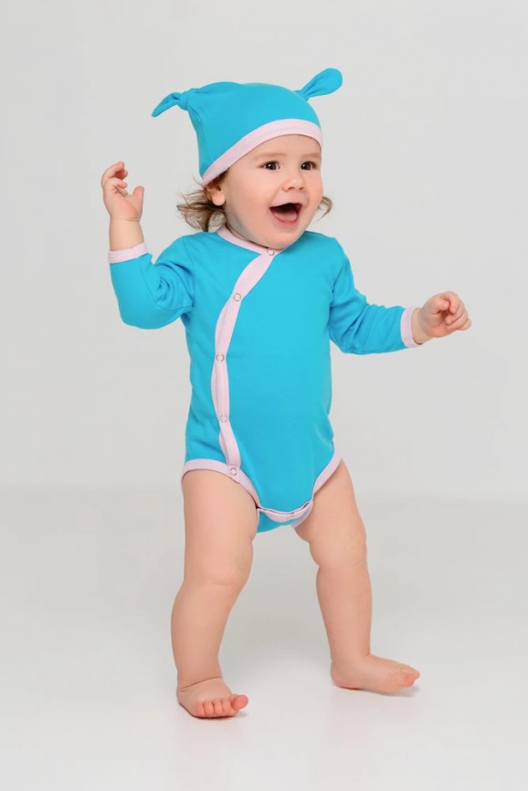 Боди детское Baby Prime, бирюзовое с розовым, размер 68 см фото 4