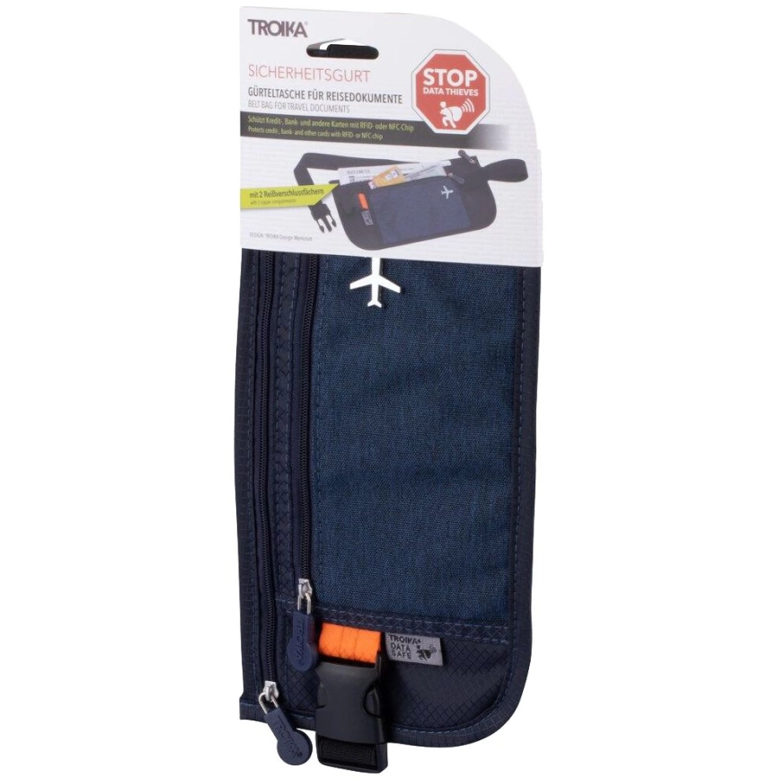 Поясная сумка для документов Money Belt, синяя фото 3