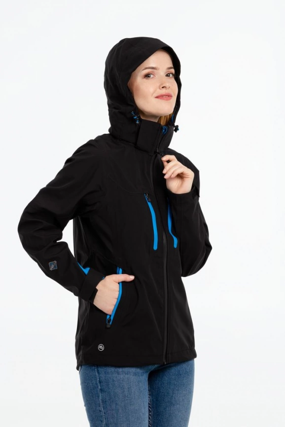 Куртка софтшелл женская Patrol черная с синим, размер XL фото 7