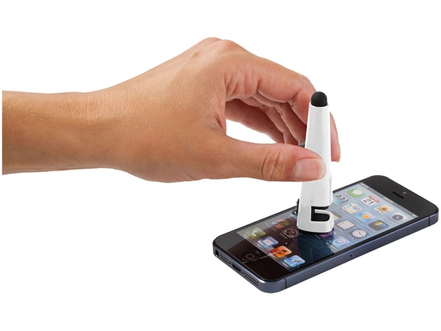 Очиститель экрана со стилусом и подставка для телефона 4 в 1, белый фото 4