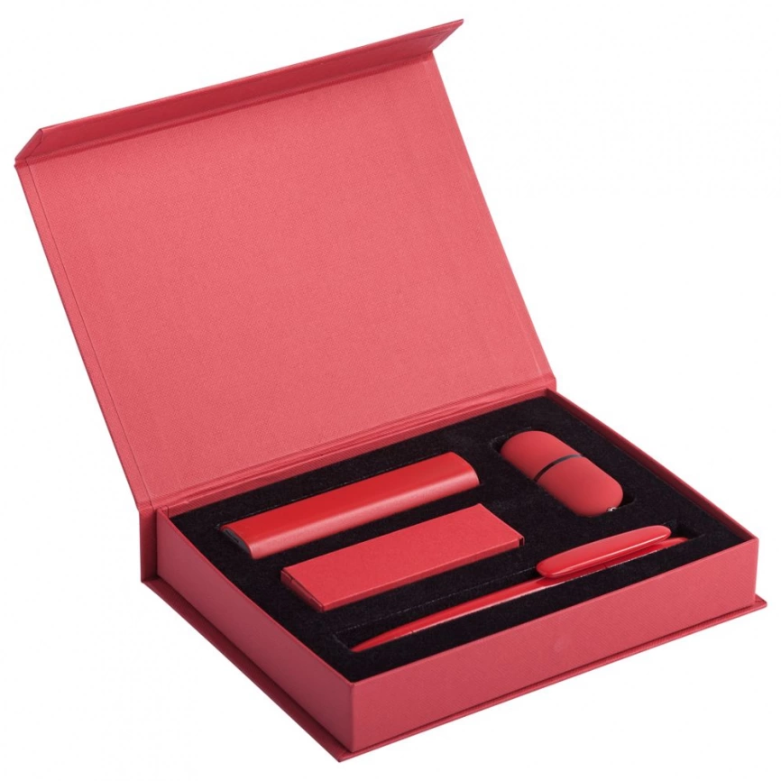 Набор Bond: аккумулятор, флешка и ручка, красный фото 2