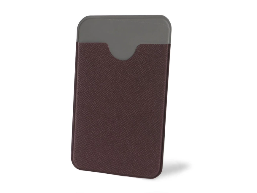 Чехол-картхолдер Favor на клеевой основе на телефон для пластиковых карт и и карт доступа, коричневый фото 1