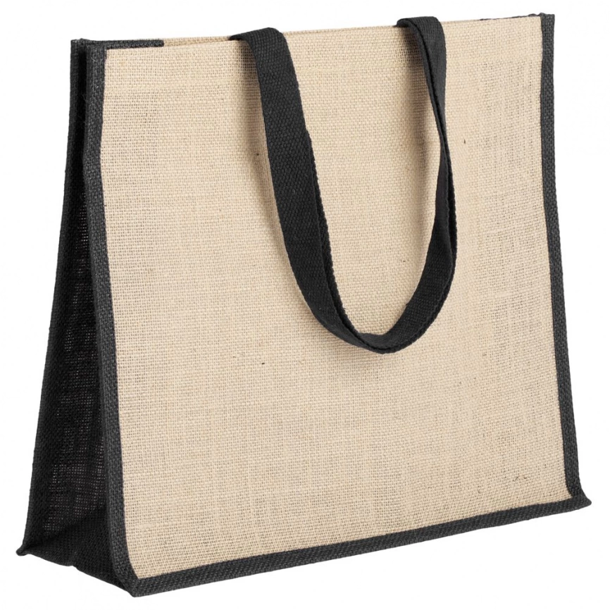 Холщовая сумка для покупок Bagari с черной отделкой фото 1