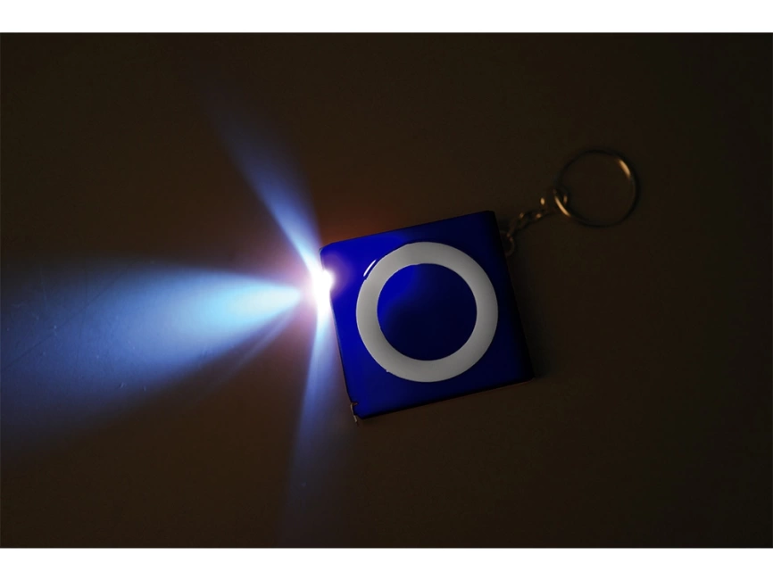 Брелок-рулетка с фонариком. 1 м., синий/белый фото 2