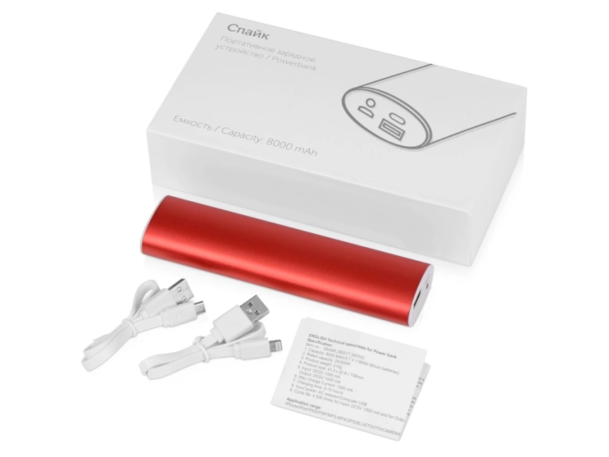 Портативное зарядное устройство Спайк, 8000 mAh, красный фото 7