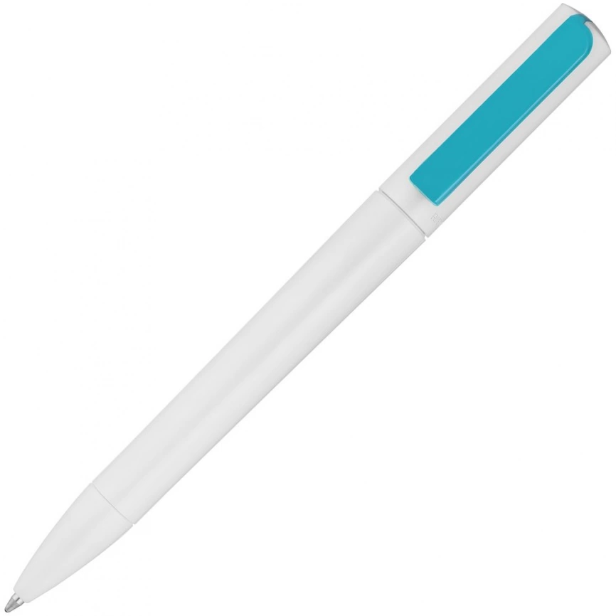 Ручка шариковая Split White Neon, белая с голубым фото 2