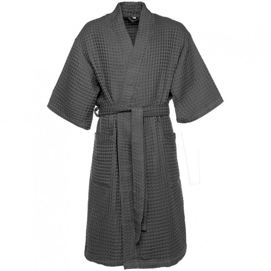 Халат вафельный мужской Boho Kimono, темно-серый (графит), размер XL (52-54) фото 1