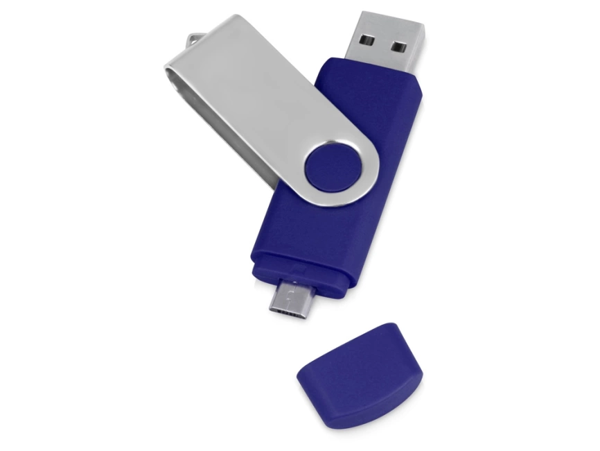 USB/micro USB-флешка 2.0 на 16 Гб Квебек OTG, синий фото 1