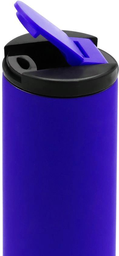 Термокружка с двойной металлической стенкой Rolly софт-тач, синяя фото 3