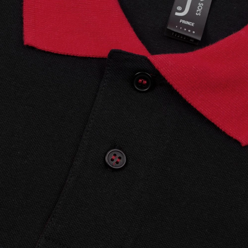 Рубашка поло Prince 190 черная с красным, размер S фото 7