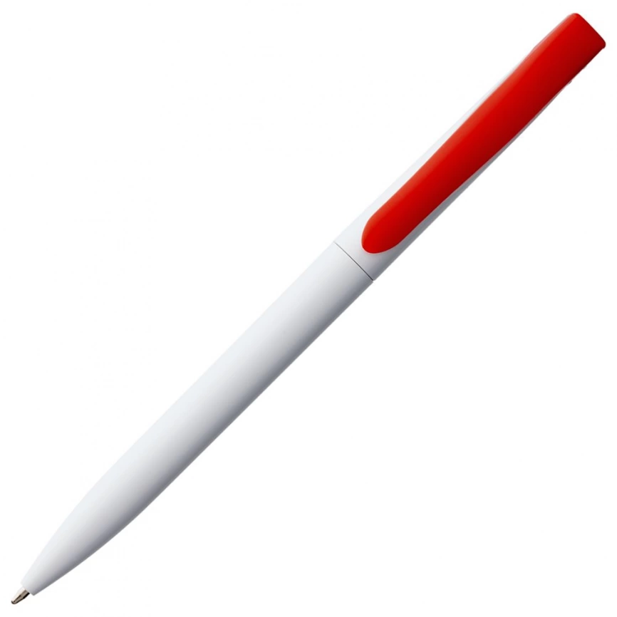 Ручка шариковая Pin, белая с красным фото 2