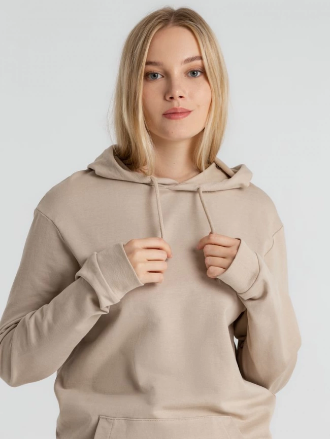 Толстовка с капюшоном унисекс Hoodie, бежевая, размер XS фото 15