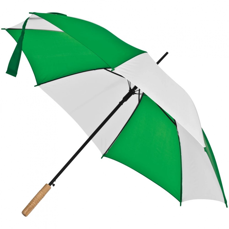 Зонт-трость Milkshake, белый с зеленым фото 1