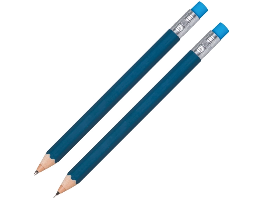 Набор Даллас: ручка шариковая, карандаш с ластиком в футляре, синий фото 1