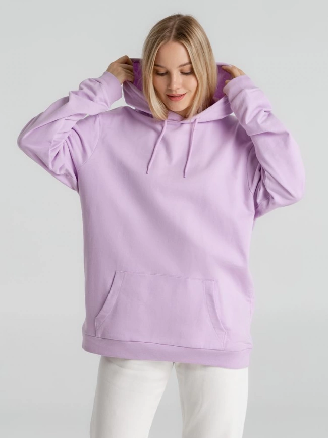 Толстовка с капюшоном унисекс Hoodie, сиреневая, размер S фото 16