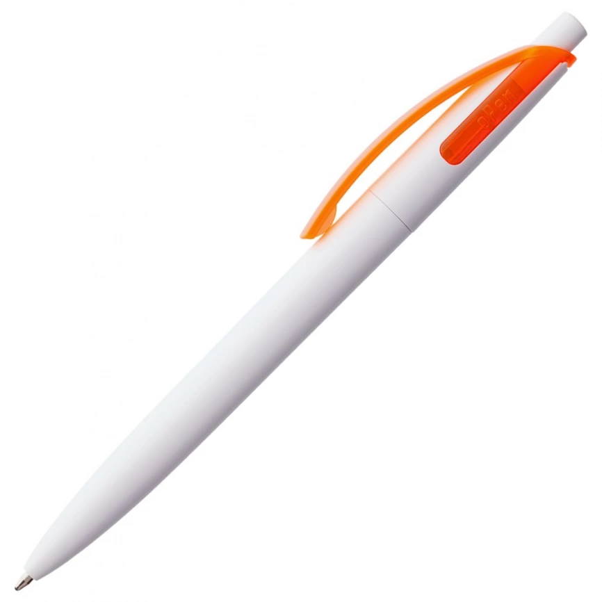 Ручка шариковая Bento, белая с оранжевым фото 3