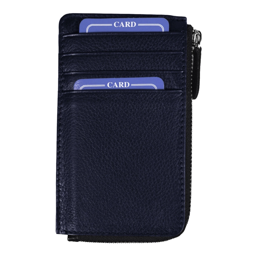 Универсальный футляр для кредитных карт и монет/картхолдер Leather Life из нат. кожи, синий фото 1
