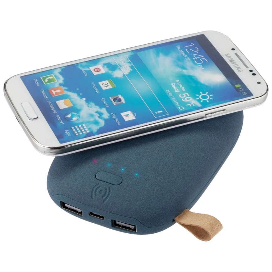 Аккумулятор с беспроводной зарядкой Pebble Wireless 9000 мАч, серо-синий фото 6